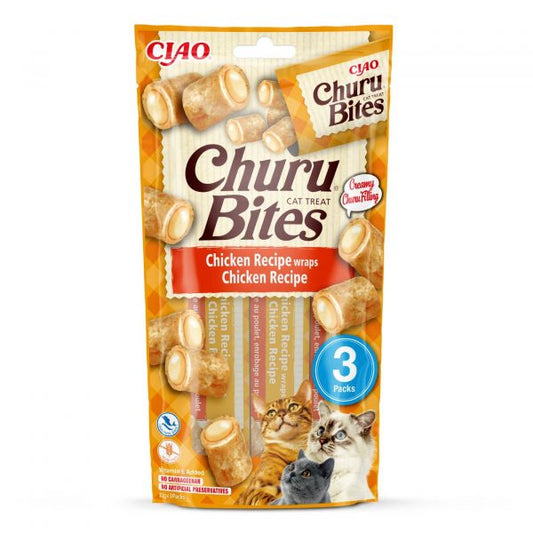 Snack gatto Churu Bites al Pollo con Ripieno Morbido di Pollo 3 Stick da 10 g