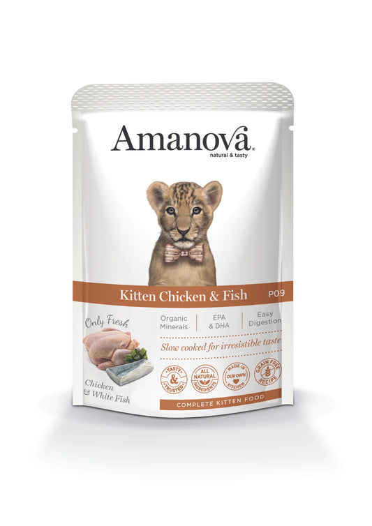 Amanova Kitten Chicken & Fish Pollo e Pesce alimento umido 85 gr