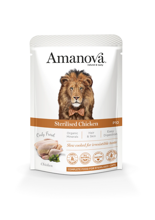 Amanova Sterilised Cat Fresh Chicken Pollo fresco alimento umido 85 gr