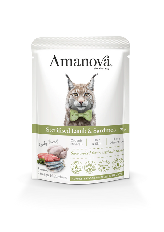 Amanova Sterilised Lamb & Sardines alimento umido 85 gr